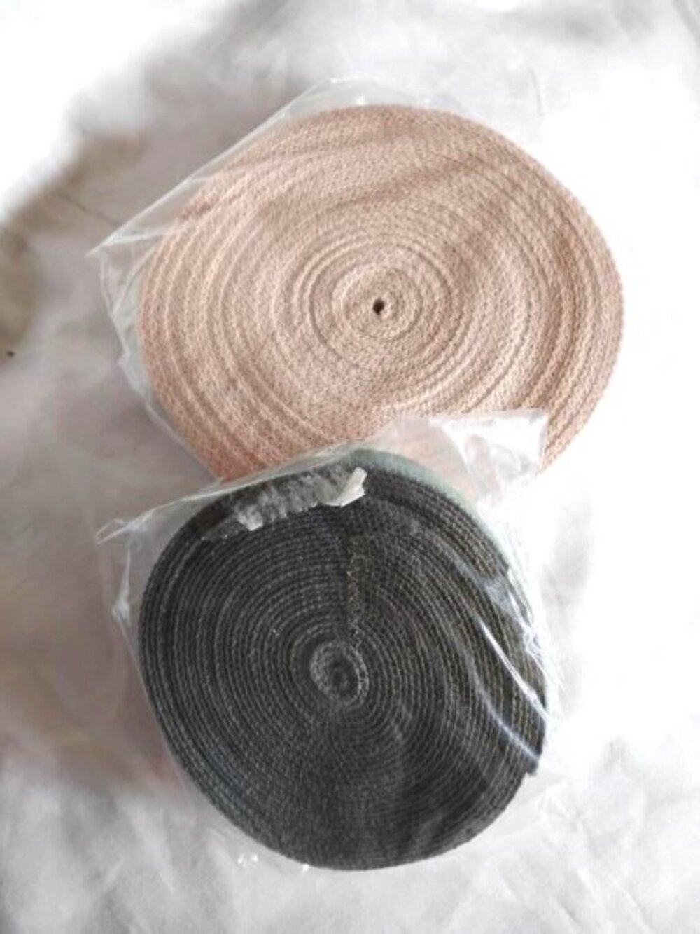 1" ~ cotton woven webbing ~ light Peach + sage green [2 rolls]